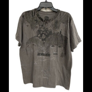 The Beatles T-Shirt Men's Size L Color Gray Black Revolver Graphic 100% Cotton